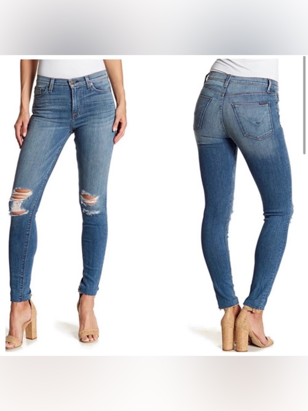 Hudson Blair Skinny Jeans Distressed Raw Hem Mid Rise Women’s Size 29